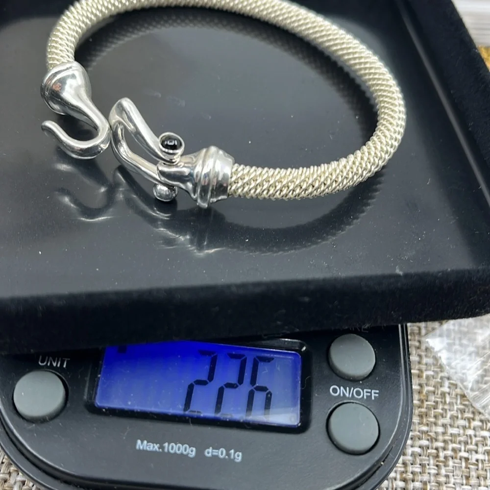 Vintage Joseph Esposito ESPO 925 Sterling Silver Mesh Hook Bracelet 7" - Picture 8 of 14